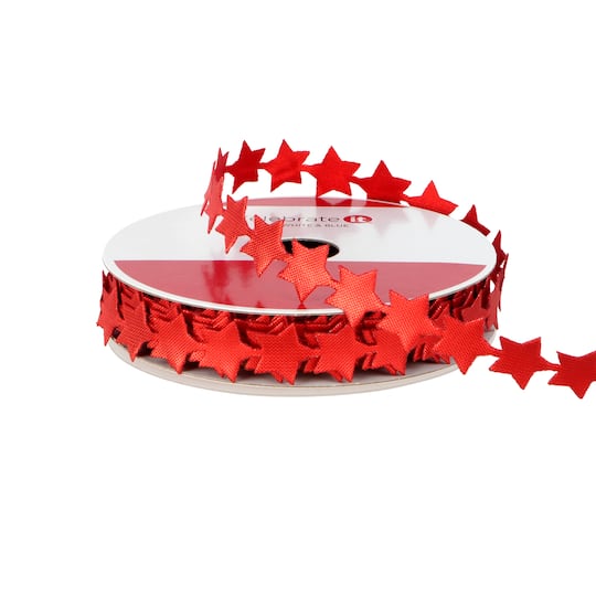 5/8" x 5yd. Red Metallic Stars Ribbon by Celebrate It®